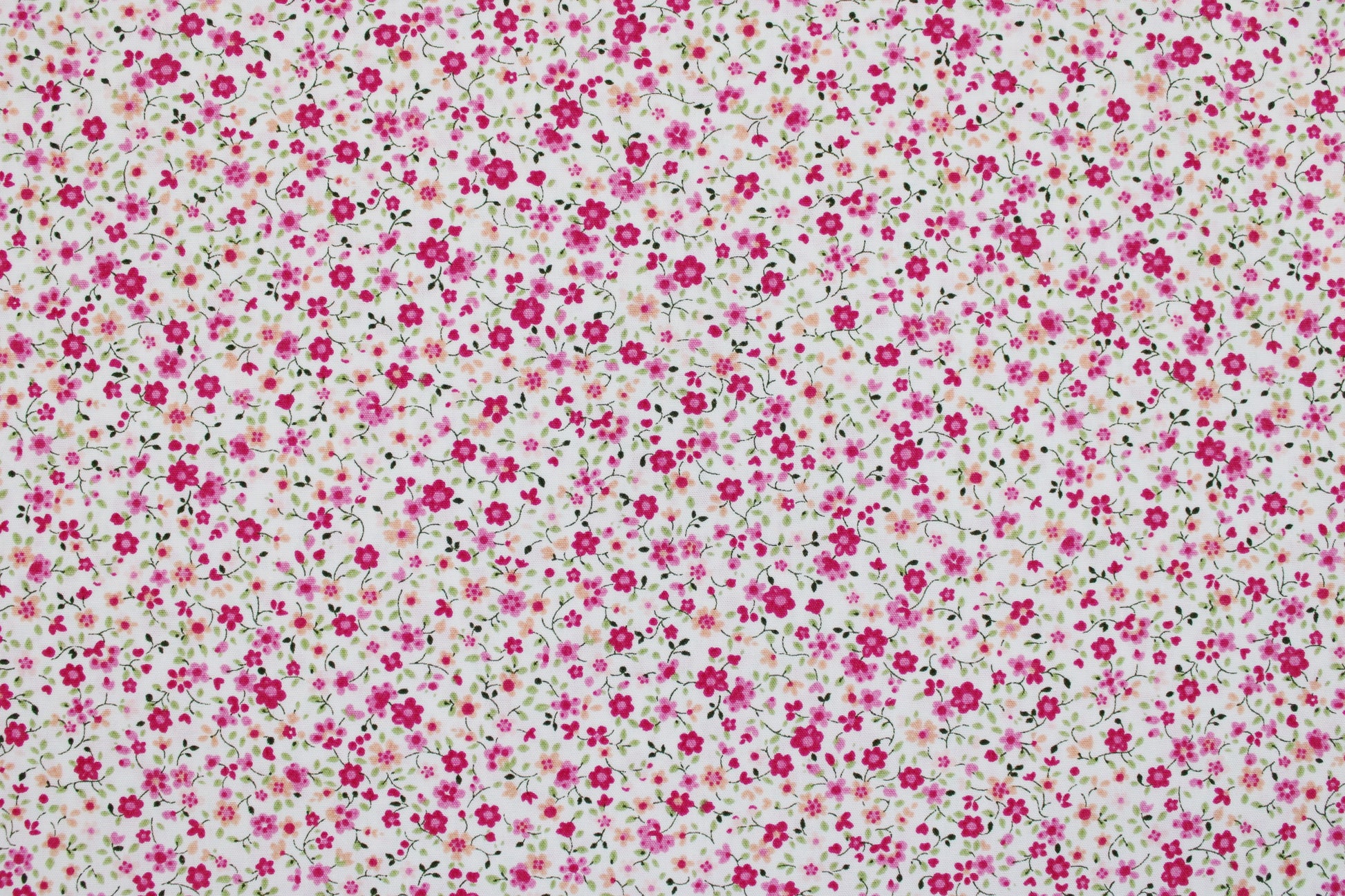 Baumwollstoff Minis mit kleinen Blümchen in Pink auf weißem Grund Detailbild