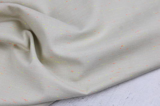 Baumwollstoff Neon Neppy mit kleinen Neonfäden in Gelb und Orange