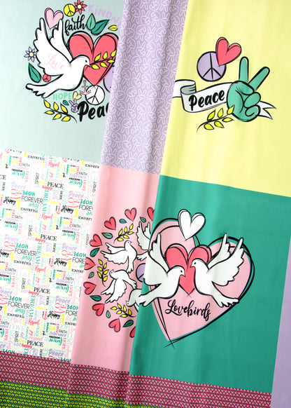 Canvas-Panel Happy Pillow Peace & Love Stoffansicht
