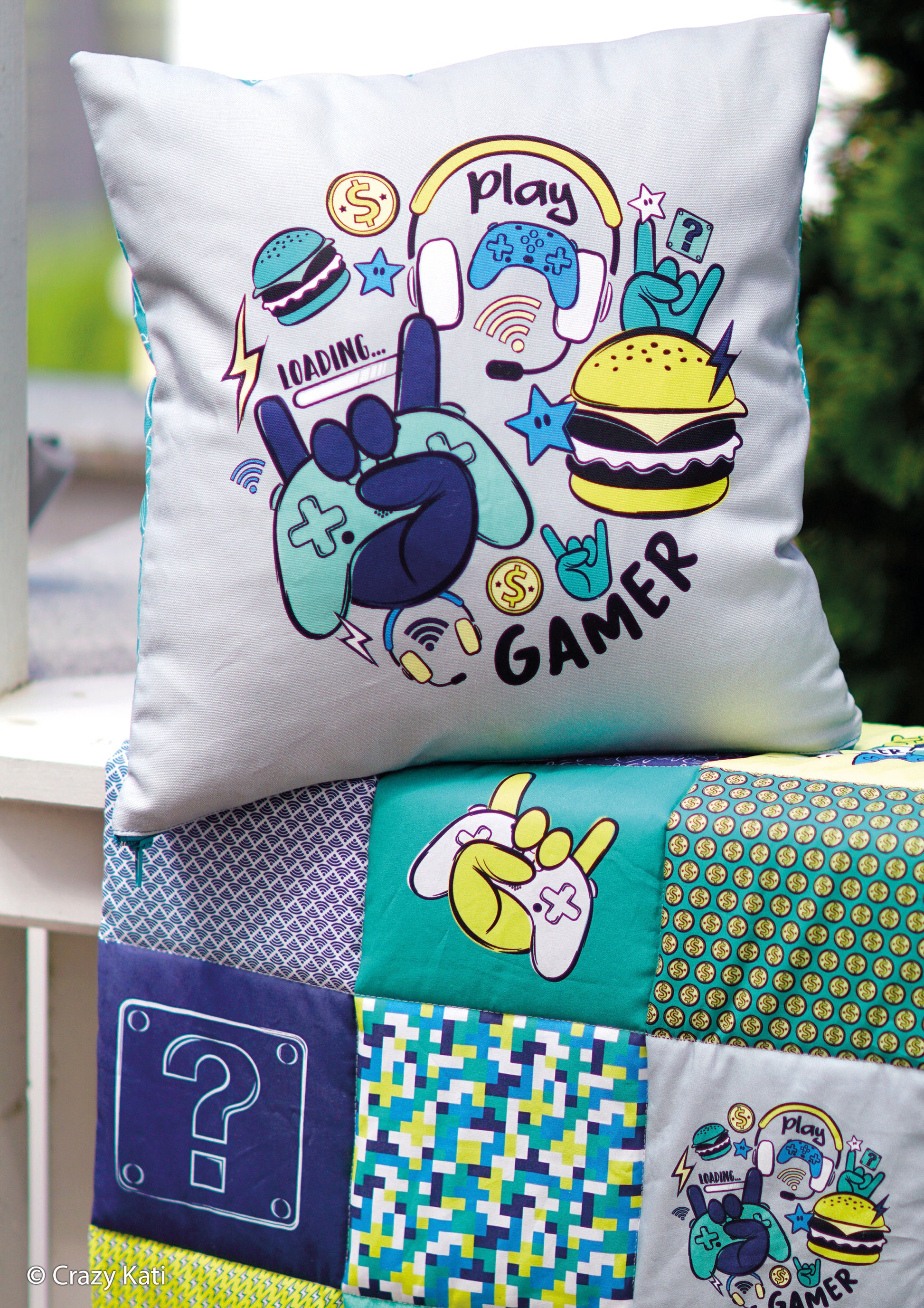 Canvas-Panel Happy Pillow Gamer Nähbeispiel