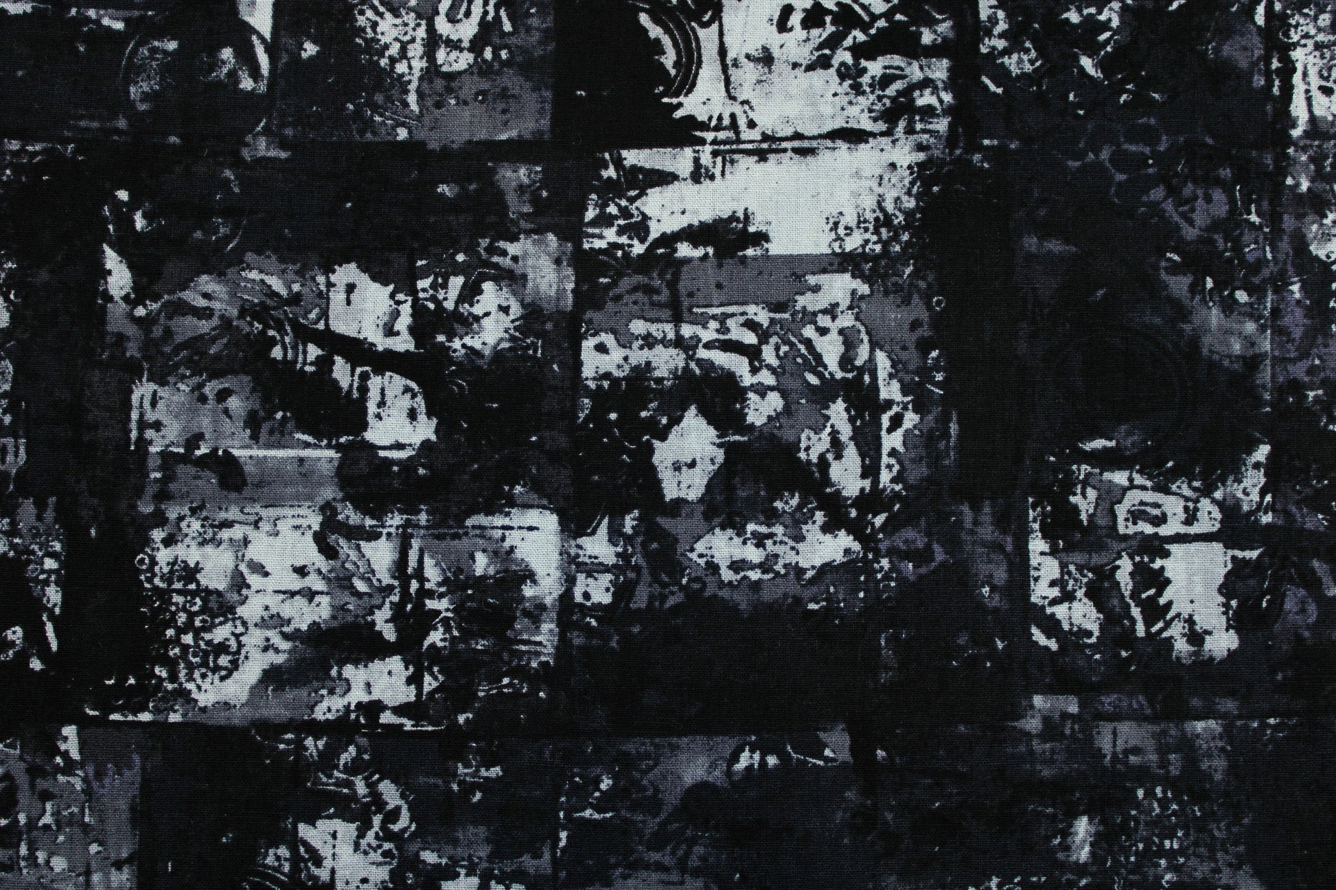 Baumwoll-Leinen Stoff mit abstraktem Muster in Schwarz und Grautönen Detailbild
