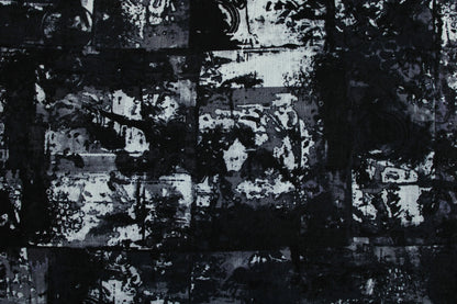 Baumwoll-Leinen Stoff mit abstraktem Muster in Schwarz und Grautönen Detailbild