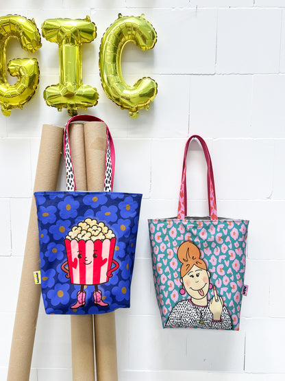 Taschen-Panel Cherry Picking Bag Popcorn und frecher Dame