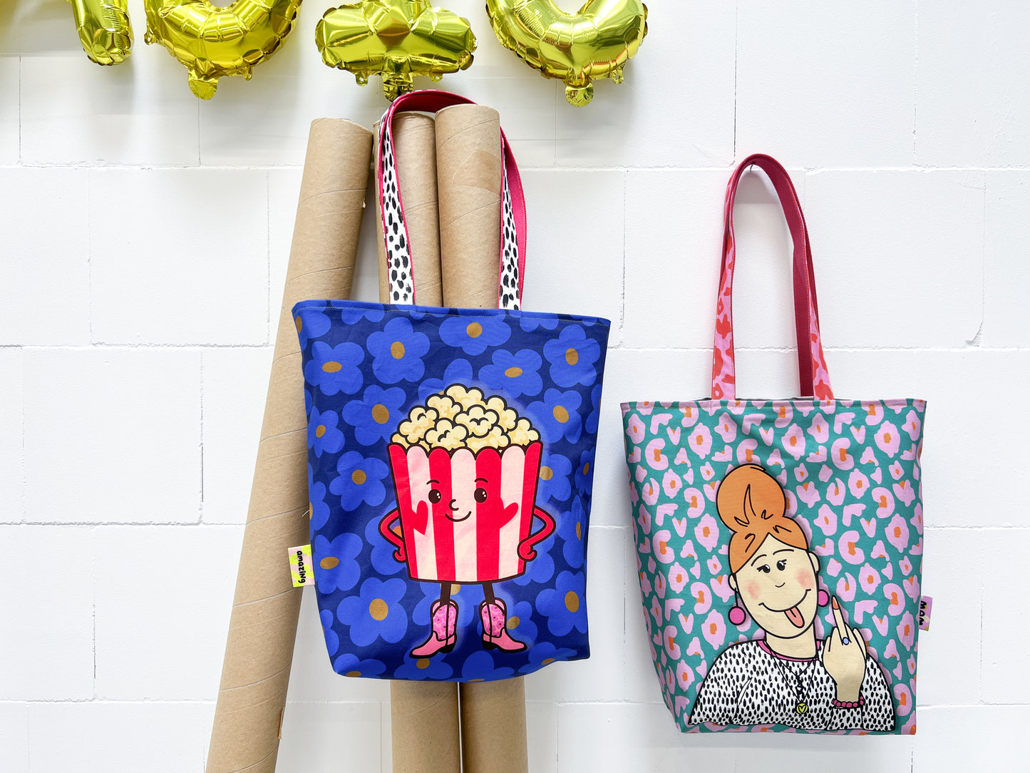 Taschen-Panel Cherry Picking Bag Popcorn und frecher Dame Beispiel