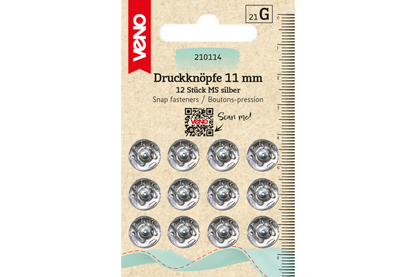 Druckknopf-Set in Silber 11mm