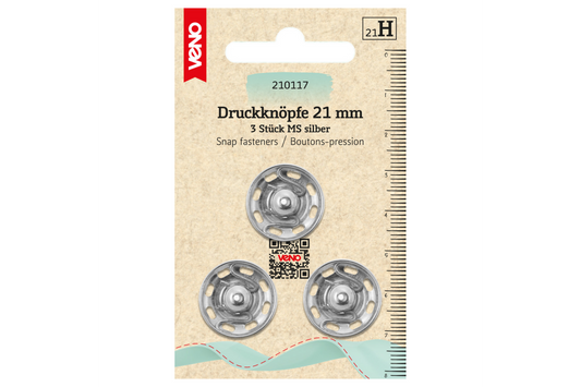 Druckknöpfe in Silber 21mm