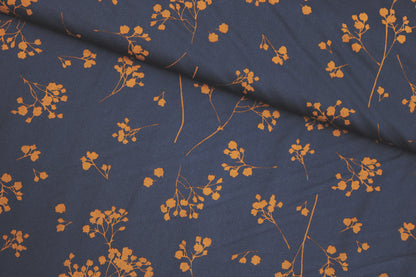 Viskose Twill Stalks indigo night mit Blümchen von mind the MAKER quer