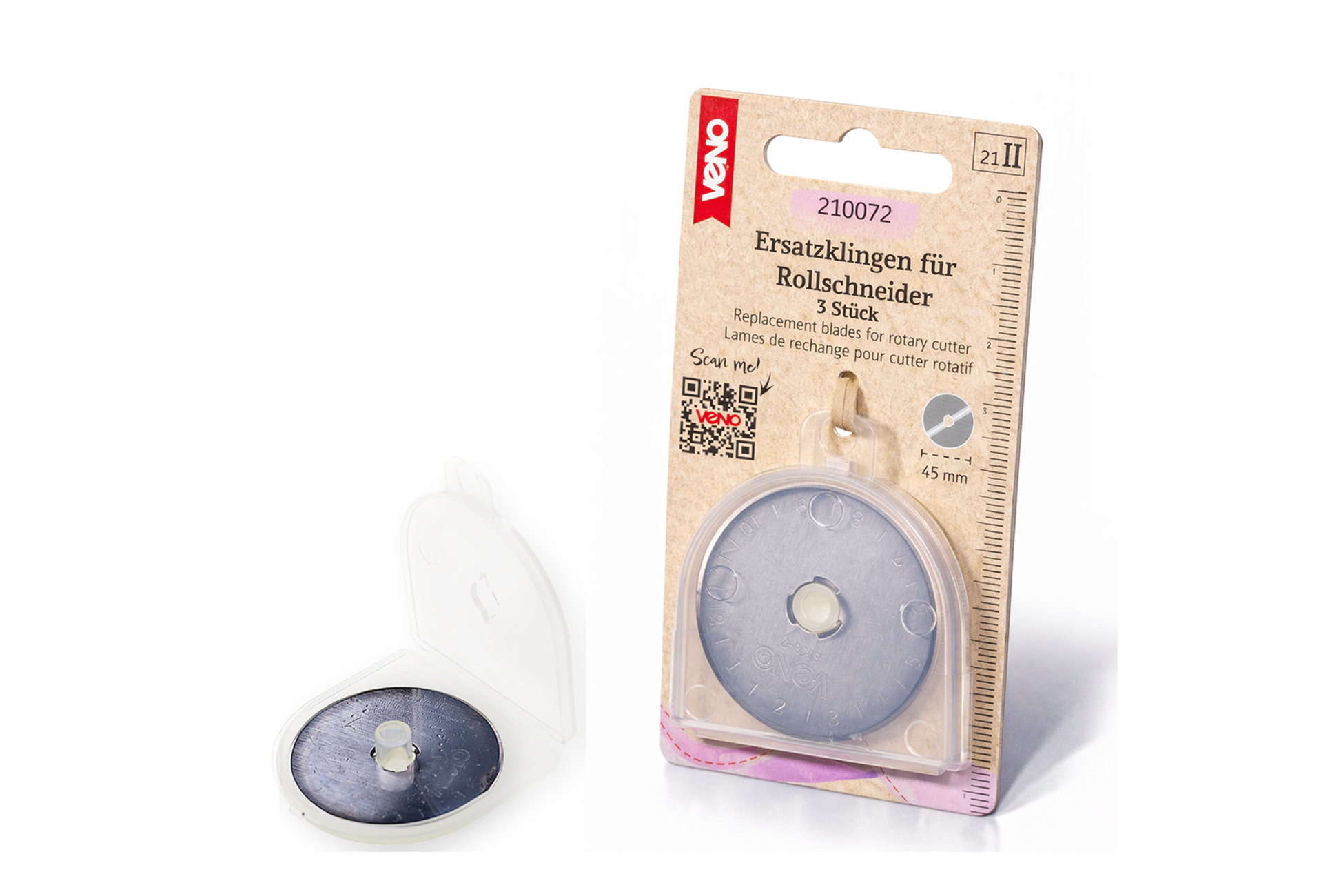 Ersatzklingen für Rollschneider 45mm, 3 Stück Verpackung