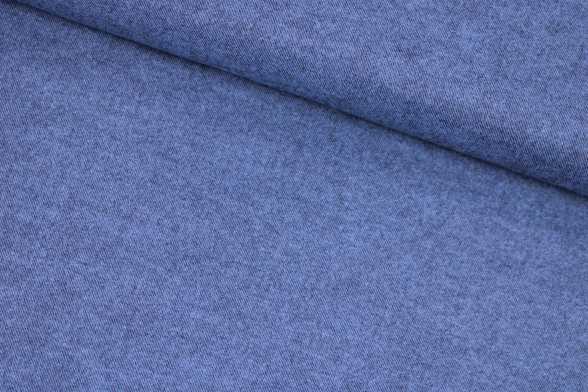 Flanellstoff Hudson uni blau meliert quer