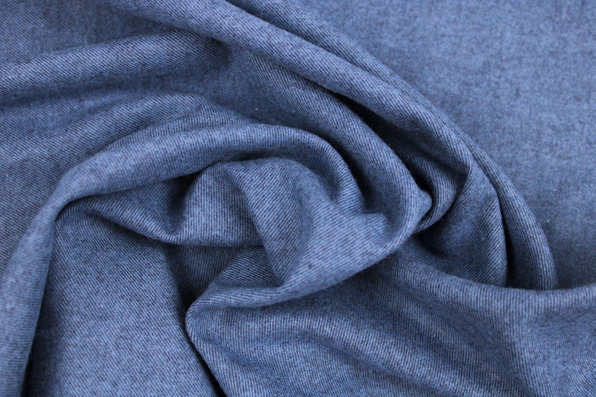 Flanellstoff Hudson uni blau meliert gedreht