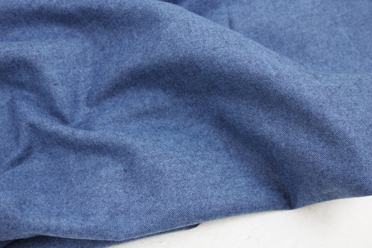 Flanellstoff Hudson uni blau meliert