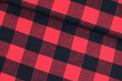 Flanellstoff Maverick mit aros in Rot und schwarz quer