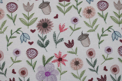 French Terry Sweatstoff Embroidery Flowers mit Stickmotiv als Druck Detailbild