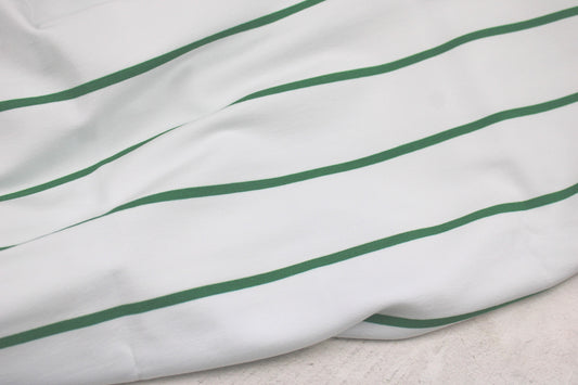 Modal Sweat Panelstoff Lineas mit Streifen in Grün auf Weiß