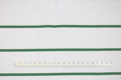 Modal Sweat Panelstoff Lineas mit Streifen in Grün auf Weiß Maßstab