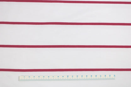 Modalsweat-Panel Lineas mit Streifen in Pink auf weißem Grund Maßstab