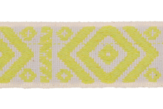 Gurtband in 40mm Breite mit Ethnomuster in Hellgelb Beige