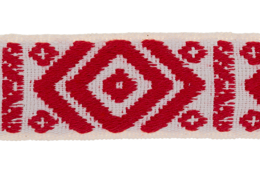 Gurtband in 40mm Breite mit Ethnomuster in Rot Beige