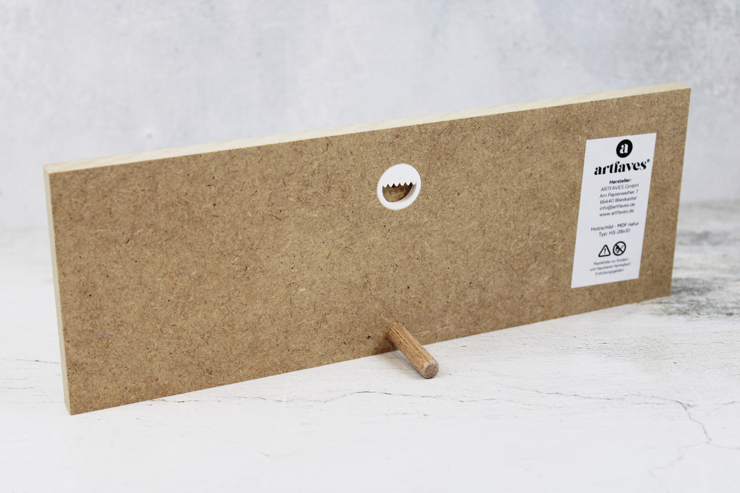 Holzschild Rückansicht mit Aufhängung