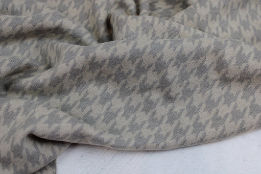 Jacquardjersey mit Hahnentrittmuster in Beige und Taupe