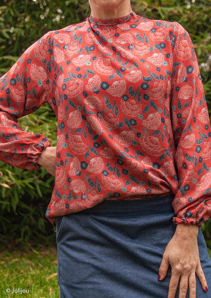 Dunkelblauer Baumwolljersey Austin in Jeansoptik als Rock vernäht