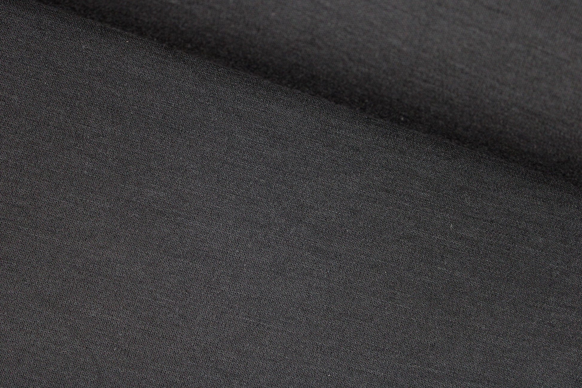 Merinostrickstoff Wolljersey in uni Schwarz quer