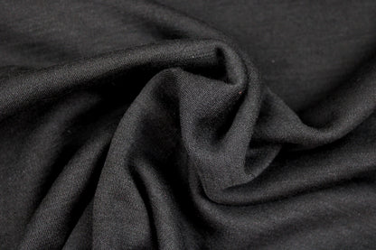 Merinostrickstoff Wolljersey in uni Schwarz gedreht