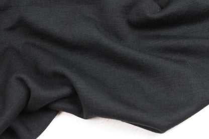 Merinostrickstoff Wolljersey in uni Schwarz