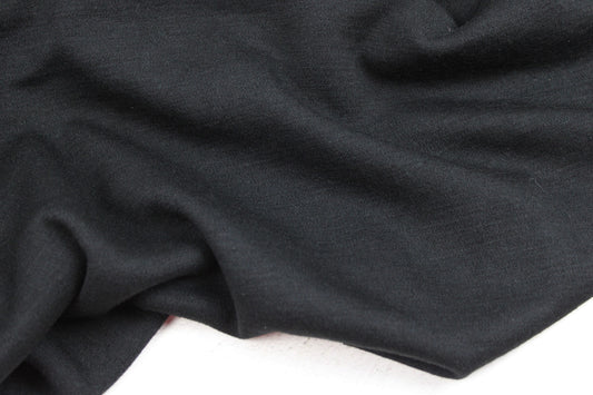 Merinostrickstoff Wolljersey in uni Schwarz
