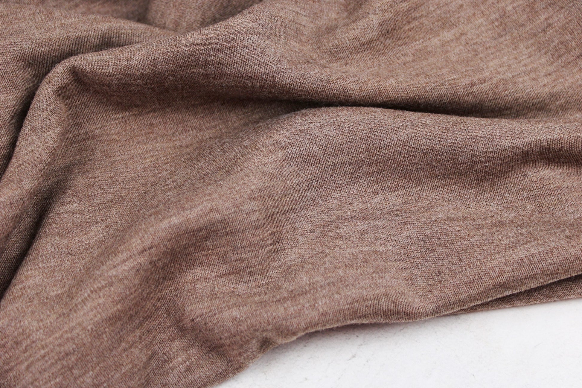 Merinostrick Wolljersey Dunkelbeige meliert