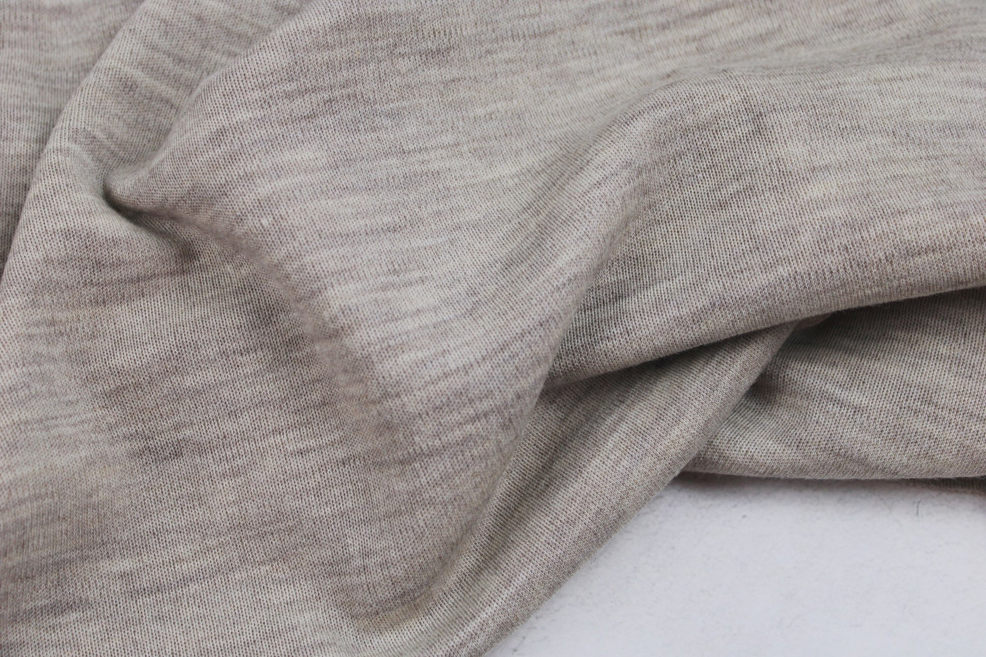 Wolljersey Merinostrickstoff Dunkelbeige meliert