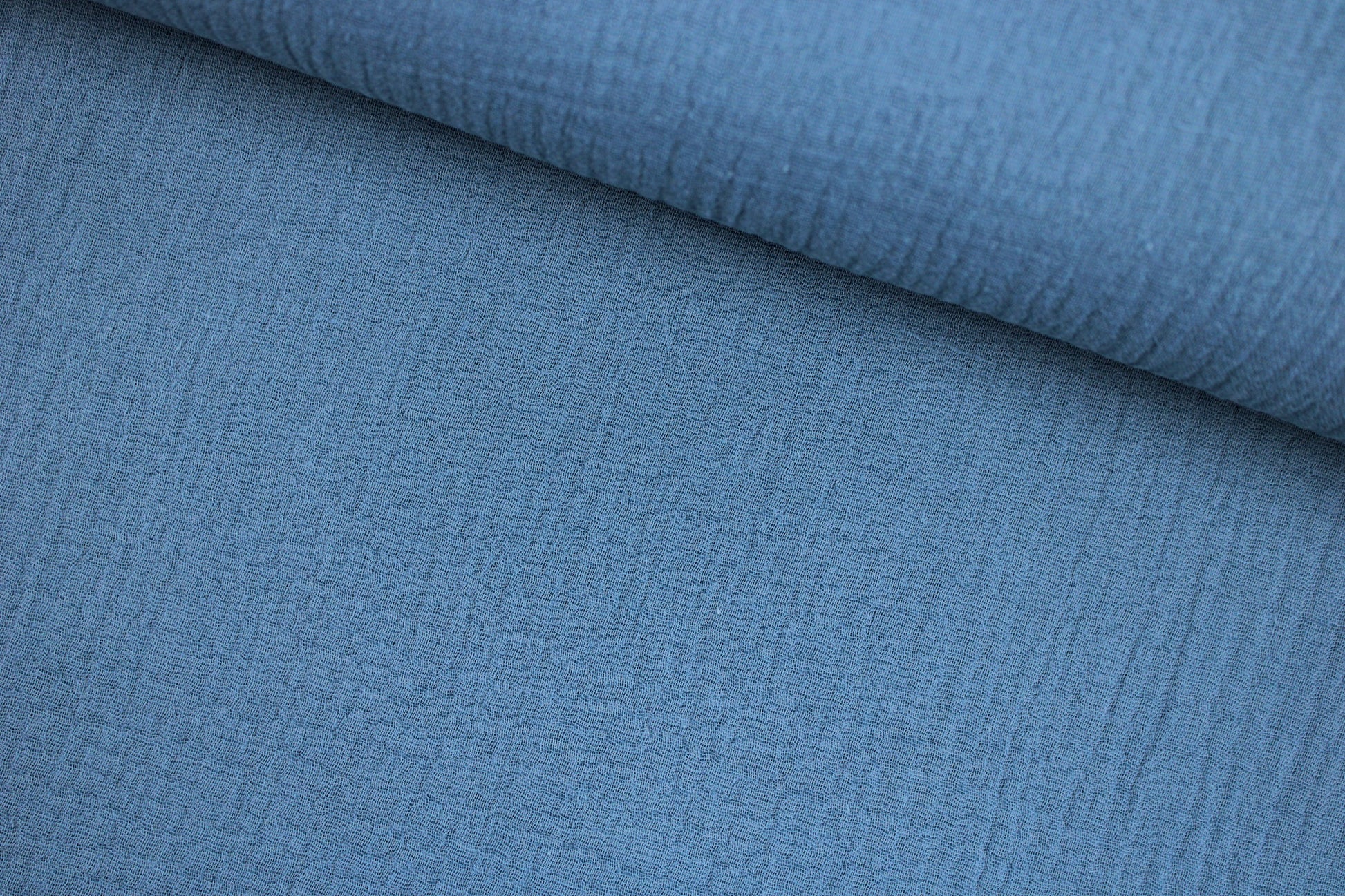 Musselinstoff Jenke uni jeansblau quer