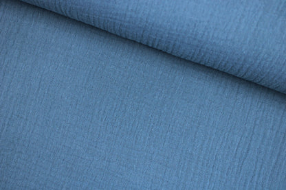 Musselinstoff Jenke uni jeansblau quer