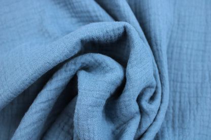 Musselinstoff Jenke uni jeansblau gedreht