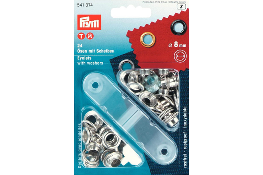 Ösen mit Scheiben in 8mm Silber, 24 Stück