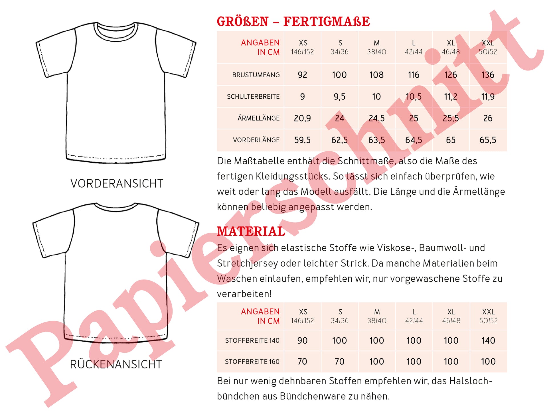 Schnittmuster Boyfriendshirt Amy von Studio Schnittreif Materialverbrauch