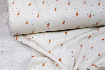 Wllweißer Rippjersey Jena mit kleinen Tulpen Ballenansicht