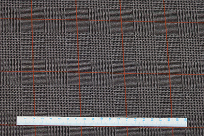 Romanit-Jacquardjersey mit klassischem Karomuster in Taupe mit rostfarbenen Linien Maßstab