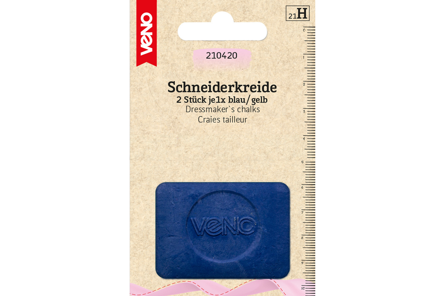 Schneiderkreide von Veno in Blau und Gelb verpackt