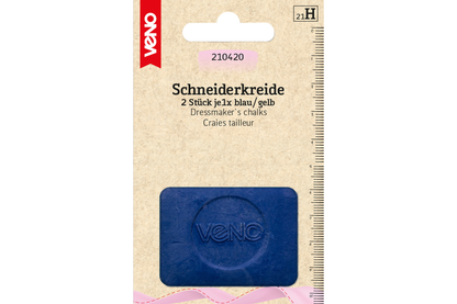 Schneiderkreide von Veno in Blau und Gelb verpackt