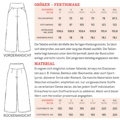 Schnittmuster Frau Ada weite Jerseyhose Stoffverbrauch