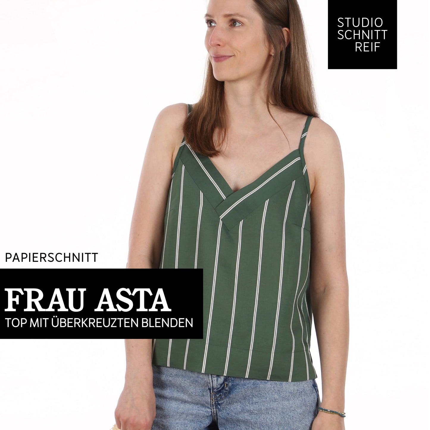 Schnittmuster Frau Asta Top mit V-Ausschnitt