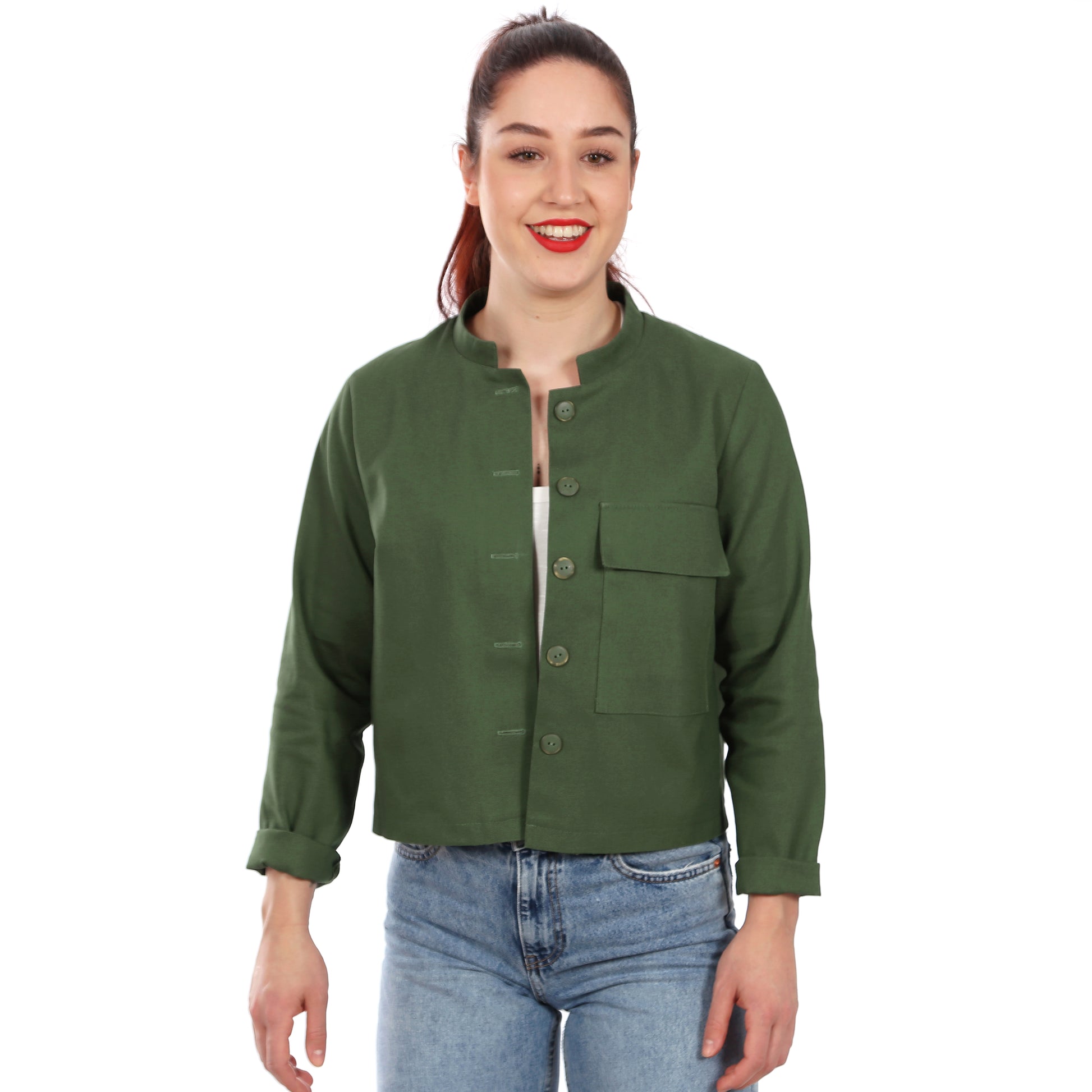 Schnittmuster Frau Cleo kurze Jacke mit Stehkragen