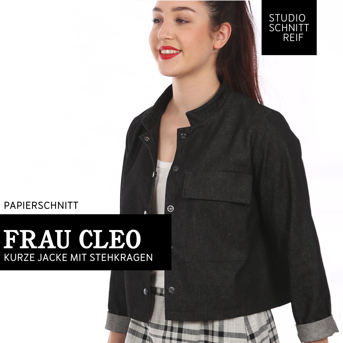 Schnittmuster Frau Cleo kurze Jacke mit Stehkragen