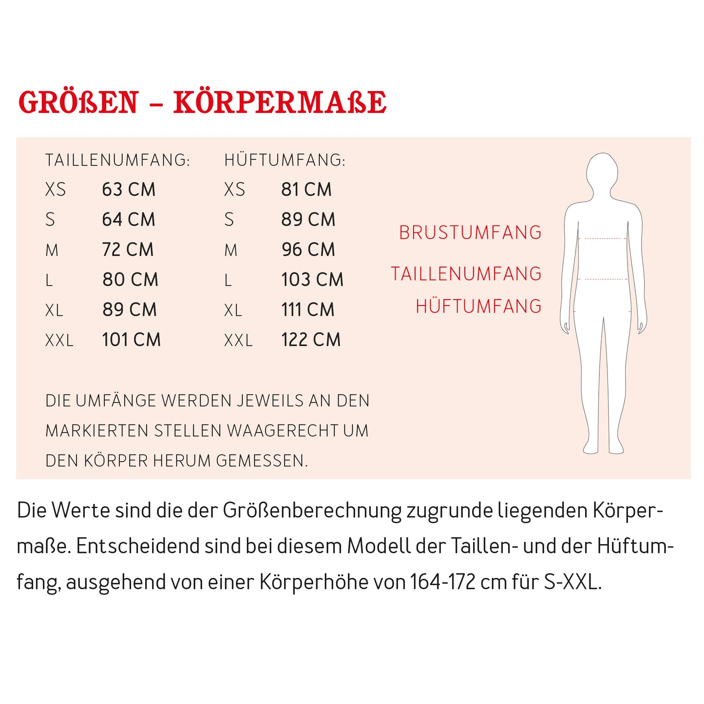 Schnittmuster Frau Fiona Rock mit Knopfleiste Maßtabelle