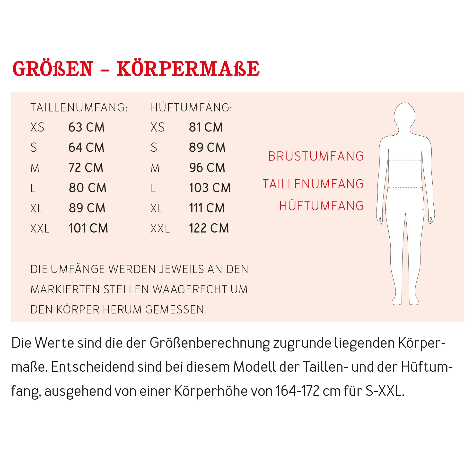 Schnittmuster Frau Fiona Rock mit Knopfleiste Maßtabelle