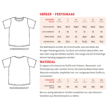 Papierschnittmuster T-Shirt Herr Andy von Studio Schnittreif Materialverbrauch