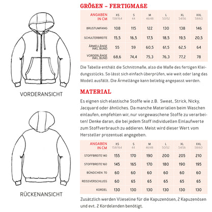 Schnittmuster für die Sweatjacke Herr Lou von Studio Schnittreif Materialverbrauch