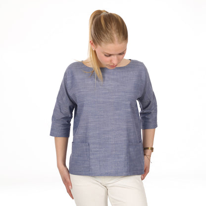 Schnittmuster kurze Bluse mit Taschen Frau Aiko von Studio Schnittreif