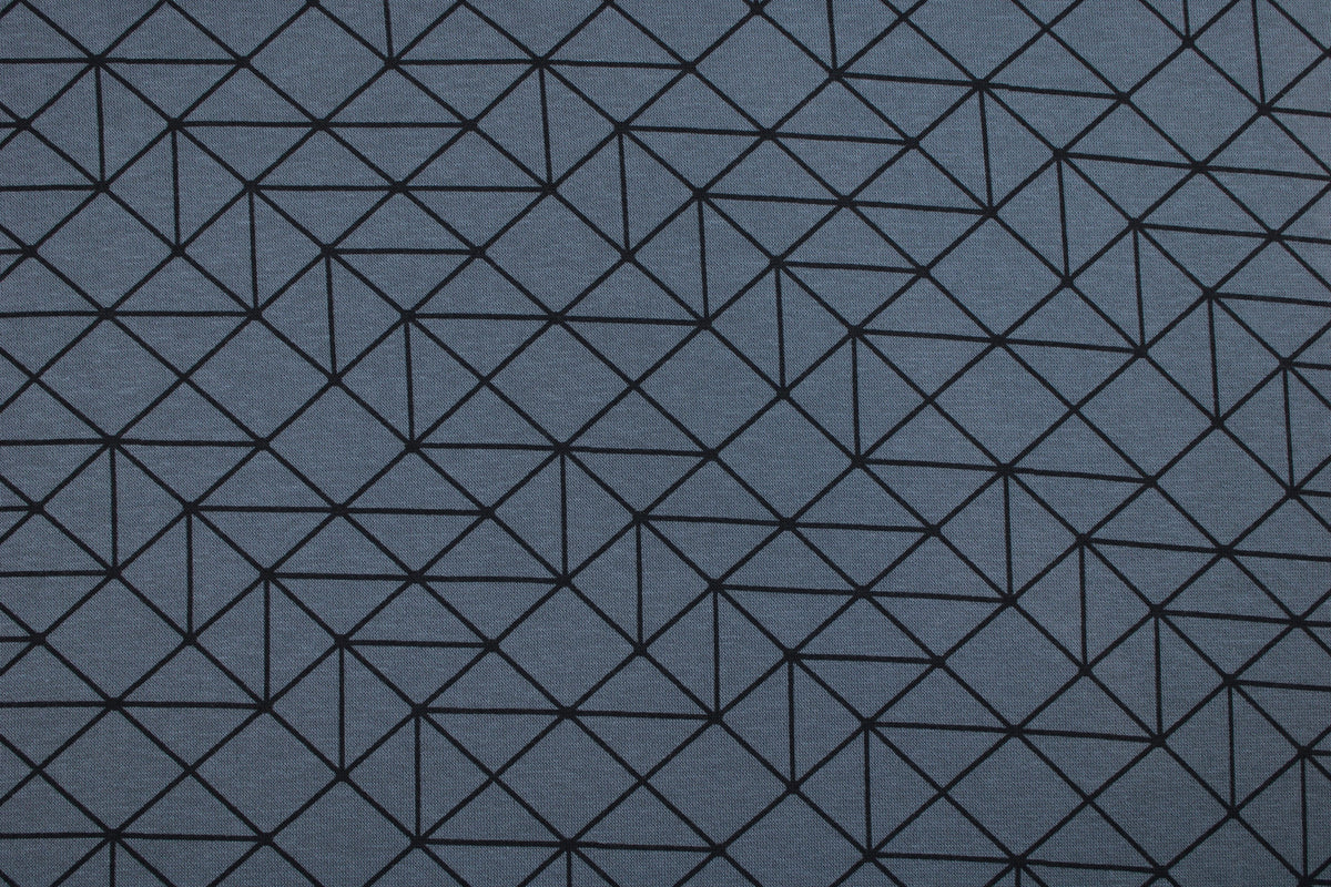 Jeansblauer Sweatstoff mit Linienmuster Detailbild